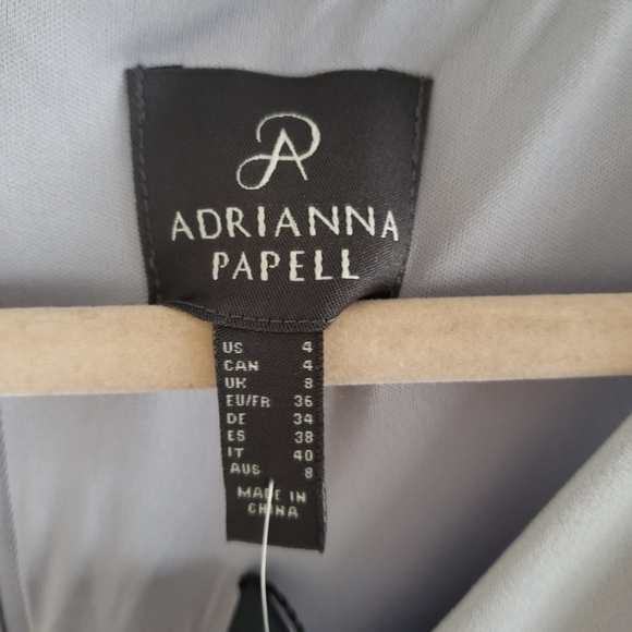 NWT Adrianna Papell Silver Gray Sleeveless Draped Formal Maxi Column Dress - Picture 8 of 9